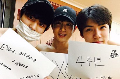 Suho Bawa Kue, Chanyeol Kocak Minta Sehun Kembalikan Kado Ultah