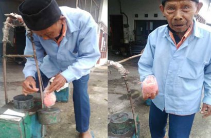 Kakek di Yogyakarta Masih Eksis Jualan Arum Manis Tempo Dulu