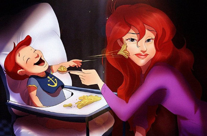 Jadi Ibu, Begini Penampilan Para Putri Disney Hamil dan Gendong Bayi