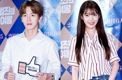 Hadiri Premiere Film, Baekhyun EXO dan IU Kompak Pakai Kemeja Garis-Garis