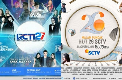 Gelar Malam Puncak Perayaan HUT Berdekatan, Netter Pilih RCTI atau SCTV?