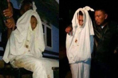 Tertangkap Lantaran Tak Bisa Lari, Begal Pocong Jadi Tertawaan Netter