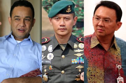 'Bertarung' di Pilgub DKI, Anies Baswedan-Agus Yudhoyono-Ahok Kompak Foto Selfie