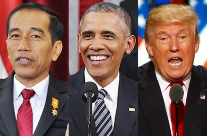 Salut, Begini Gaya Jokowi vs Obama-Trump Saat Pegang Payung Sendiri