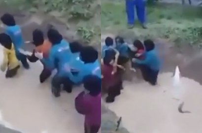 Publik Meradang, Beredar Video Anak Sekolah Dipaksa Masuk Kolam Penuh Ular