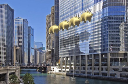 Arsitek Tutupi Logo Trump Tower dengan 'Babi' Raksasa