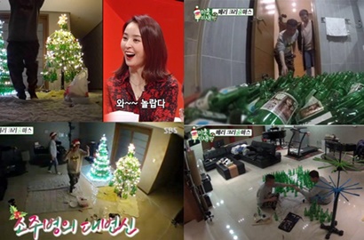 Kim Gun Mo dan Kim Jong Min Buat Pohon Natal dari Botol Soju di 'My Ugly Ducklings'