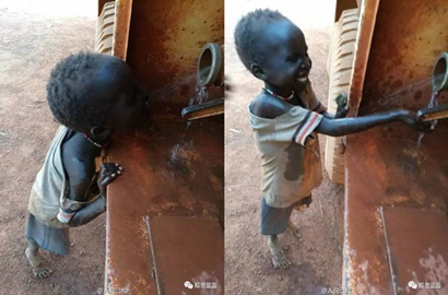 Menyedihkan, Foto Viral Bocah Sudan Minum Air Keran Ini Bikin Nangis