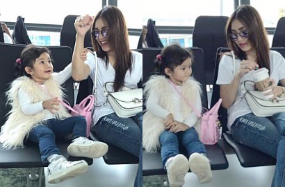 Ayu Ting Ting Gaya Belel dan Bilqis Imut Pakai Rompi Bulu-Bulu, Netter: Gak Cocok