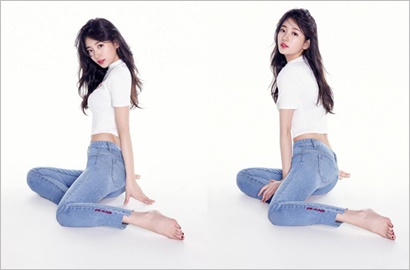 Suzy Pamer Perut Ramping di Koleksi Terbaru 'Guess'