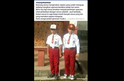 Pemimpin Upacara Pakai Sepatu 'Menganga', Kisah Bocah Ini Jadi Viral