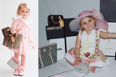 Mini Fashionista, Balita Imut Ini Punya Banyak Koleksi Tas Bermerek