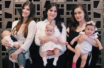 Menggemaskan, Yasmine Wildblood cs Bersama Buah Hati Syuting 'Rumpi'