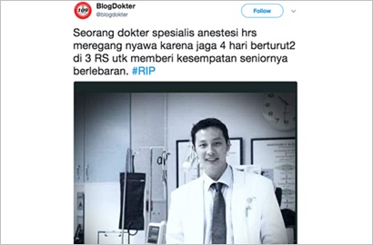 Tewas Usai Berjaga 4 Hari  Saat Lebaran, Kisah Dokter Anestesi Viral di Medsos