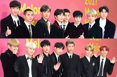 Awas Kesengsem, Gantengnya BTS-EXO Hingga Wanna One Cs di Red Carpet MMA 2017