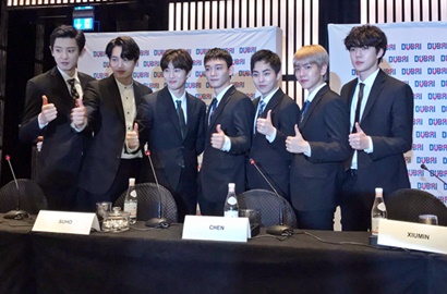 Media Dubai Unggah Foto EXO di Bandara, Ekspresi Kai Bikin Salfok