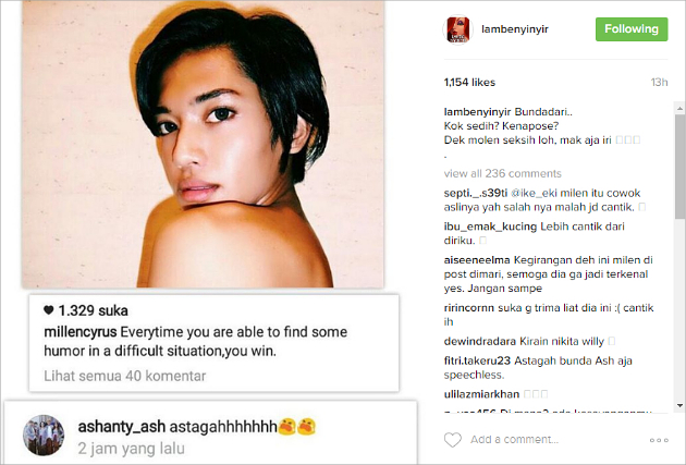 Pose Kemayu dan Pamer Bahu Mulus, Millen Cyrus Sukses Bikin Ashanty Nangis