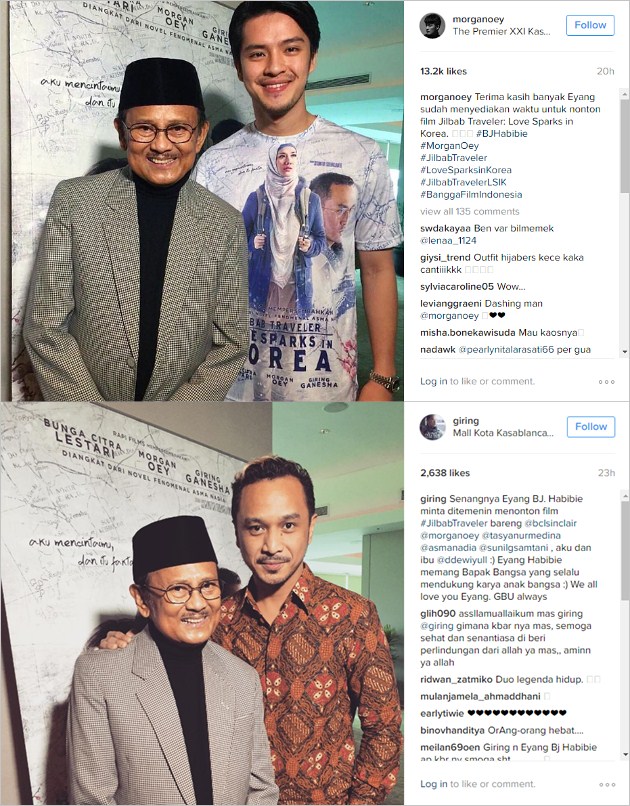 Morgan Foto Bareng BJ Habibie Usai Nonton 'Jilbab Traveler: Love Sparks in Korea'