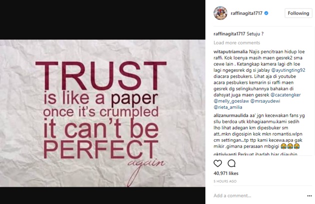 Nagita Unggah Postingan Ini Untuk Raffi Ahmad?