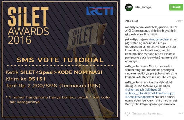 Steven William Dicoret dari Silet Awards