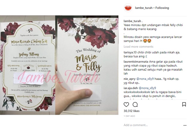 Gara-Gara Ini, Netter Kesal Lihat Undangan Nikah Felly Eks 