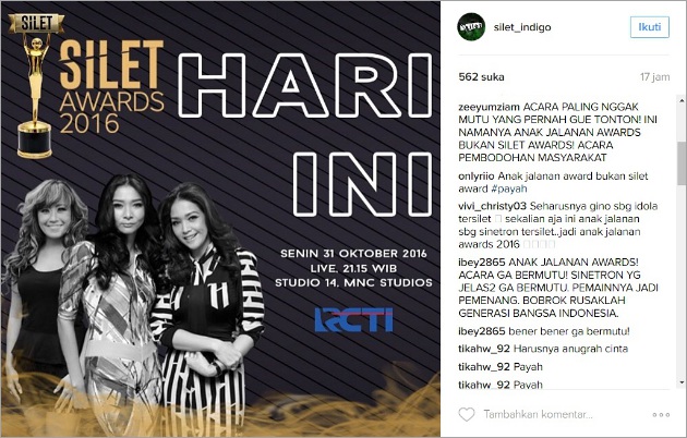Silet Awards 2016 Dituding Settingan