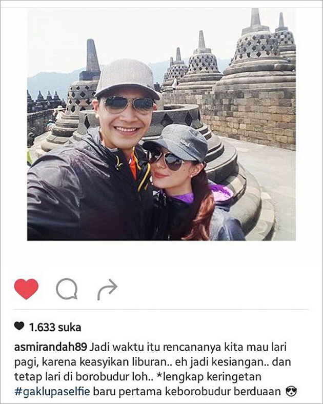 Asmirandah dan Jonas Rivano ke Borobudur