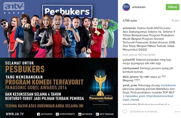 ANTV Pamer 'Pesbukers' Sabet PGA 2016