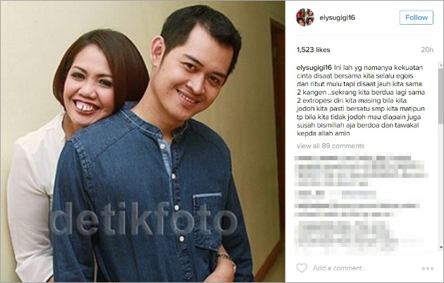 Posting Foto Mesra Bareng Suami, Ely Sugigi Pasrah Soal Nasib Pernikahannya