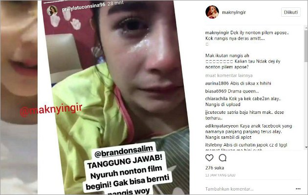 Prilly Unggah Video Menangis Usai Nonton Drama Korea 