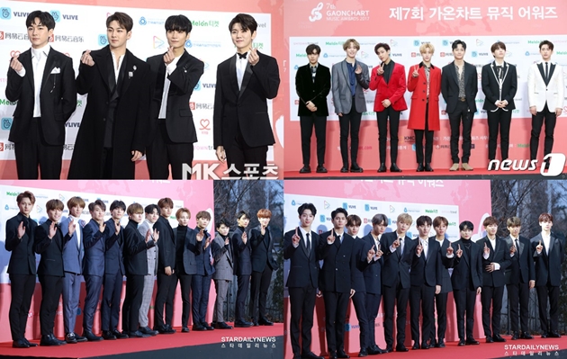 Intip Gantengnya Seventeen-Wanna One Cs di Red Carpet Gaon Awards 2018