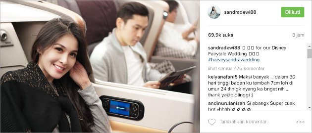 Sandra Dewi Terbang ke Jepang