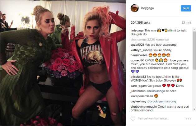 Reuni di Grammy 2017, Ini Yang Dilakukan Adele dan Lady GaGa