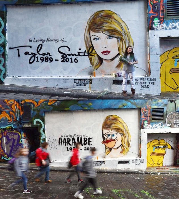 Jadi Kontroversi, Seniman Ini Bikin Mural Meninggalnya Taylor Swift