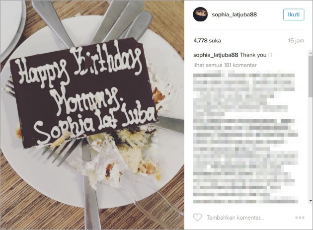 Sophia Latjuba Rayakan Ultah ke-46, Ini Hadiah dari Ariel 