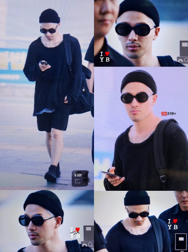 Tampil Serba Hitam, Taeyang Pamer Brewok di Bandara Menuju Jepang