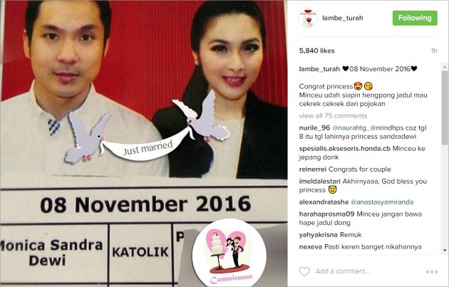 Tanggal Nikah Sandra Dewi