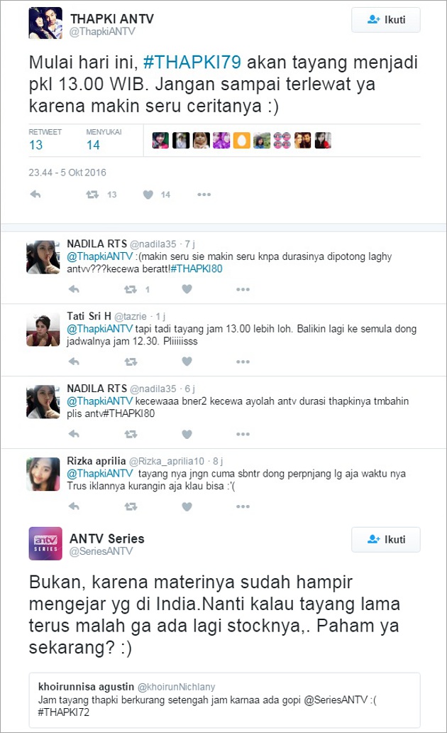 Alasan ANTV rubah jam tayang dan durasi Thapki