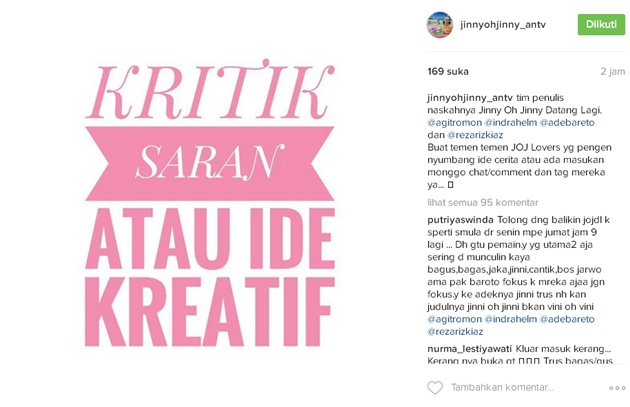Tim Produksi Buka Saran untuk 'Jinny Oh Jinny'