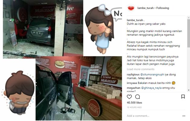 Toko Kue Irfan Hakim Ditubruk Mobil