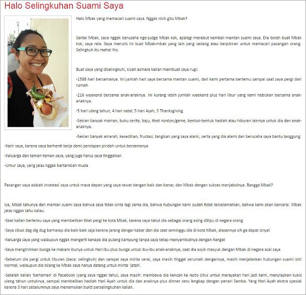 halo selingkuhan suami saya