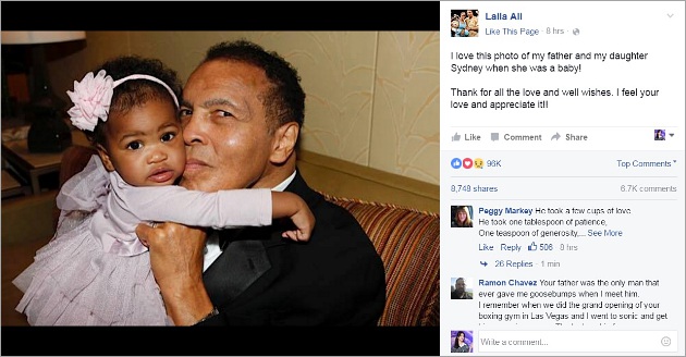 Unggah Foto Ayah Putri Mendiang Muhammad Ali Banjir Ucapan Belasungkawa