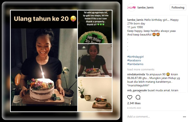Tara Basro Rayakan Ulang Tahun Netter Heboh Bahas Umur