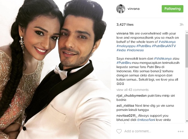 Pose Mesra Bareng Aishwarya Khare, Vin Rana Terharu Kesuksesan 'Putri Biru'