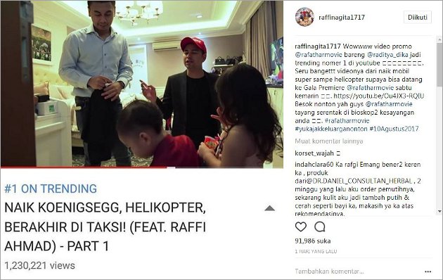 Vlog Raditya Dika Jadi Trending YouTube Gara-Gara Nagita Slavina?